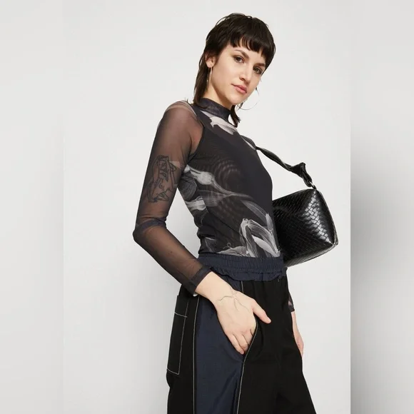 All Saints Black and Gray Floral Bodysuit - Picture 6 of 12